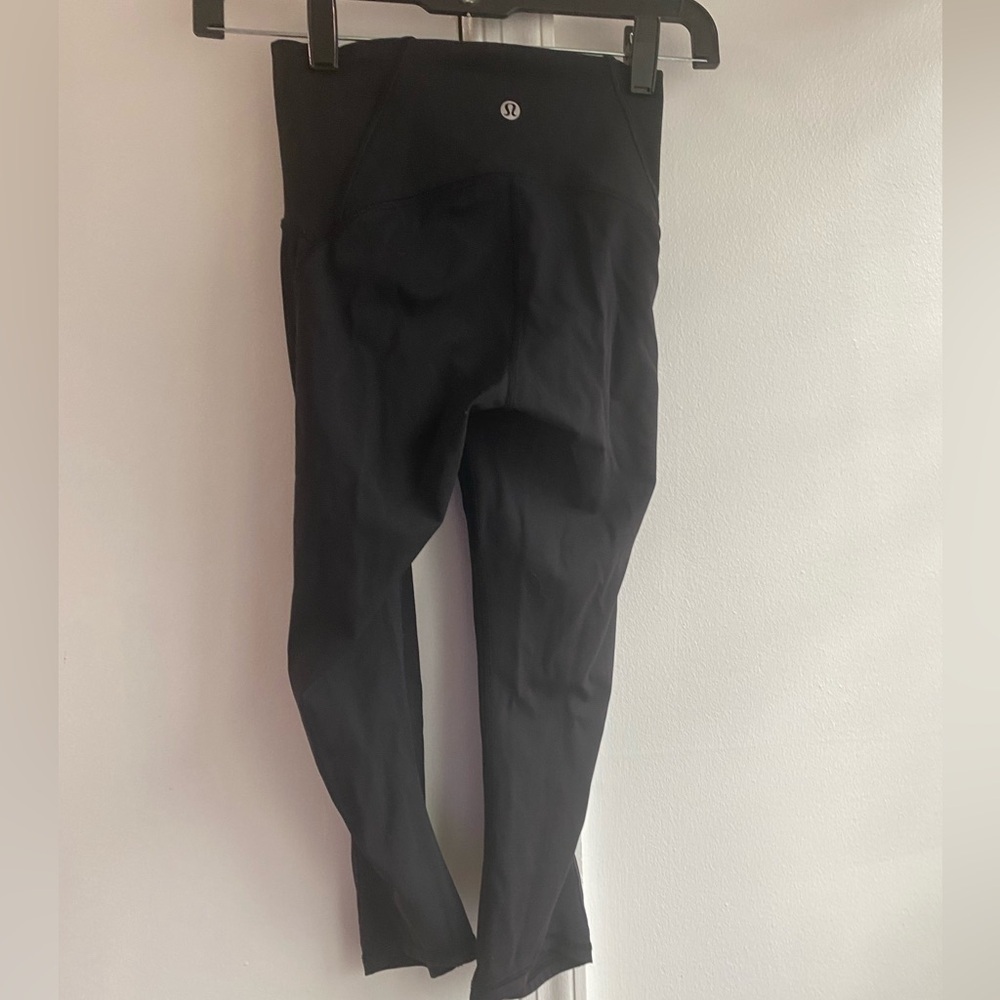 Lululemon Train Times Crop Mesh Leggings Pants Black size 2 - Picture 4 of 7